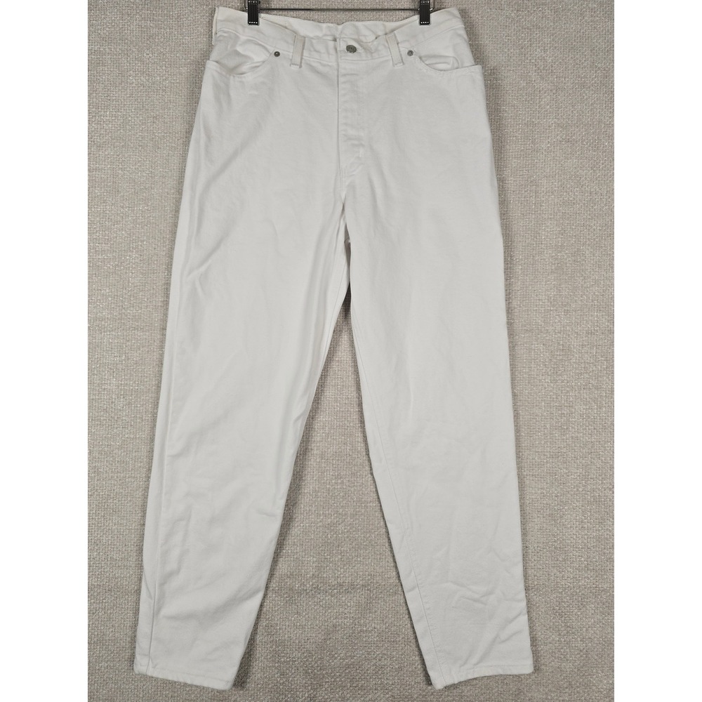 Vintage Faded Glory White Denim‎ Jeans 31x31 High Rise Tapered Leg Mom Jeans 90s